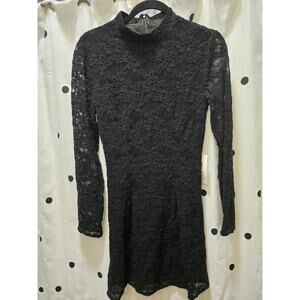 NWT Bardot black Vezza lace long sleeve mini dress size 4